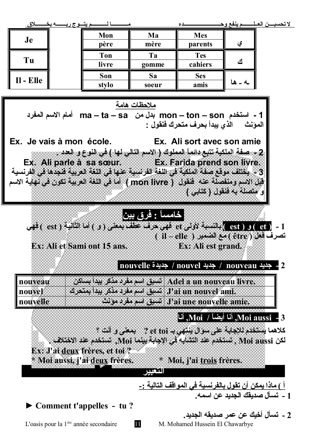 تعليم اللغة الفرنسية للمبتدئين بالصوت والصورة - اساسيات اللغة الفرنسية 13542 5